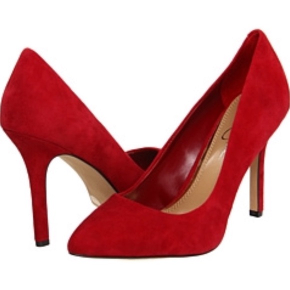 NEW Jessica Simpson Red Suede High Heels - Picture 1 of 4